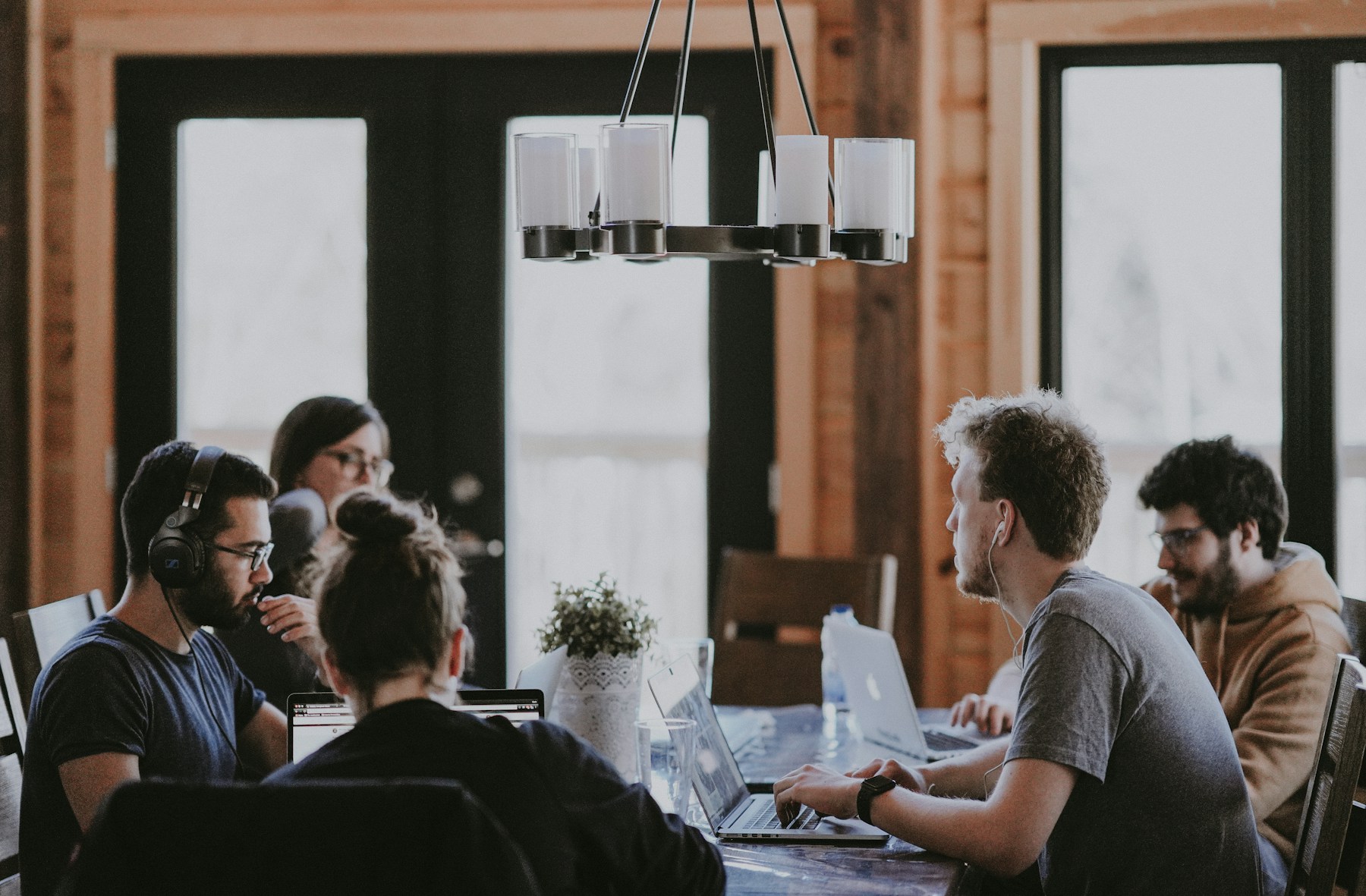 Insurance team collaborating at a table