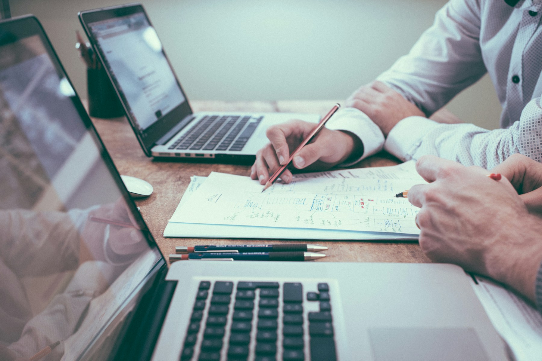 Client reviewing insurance documents with advisor